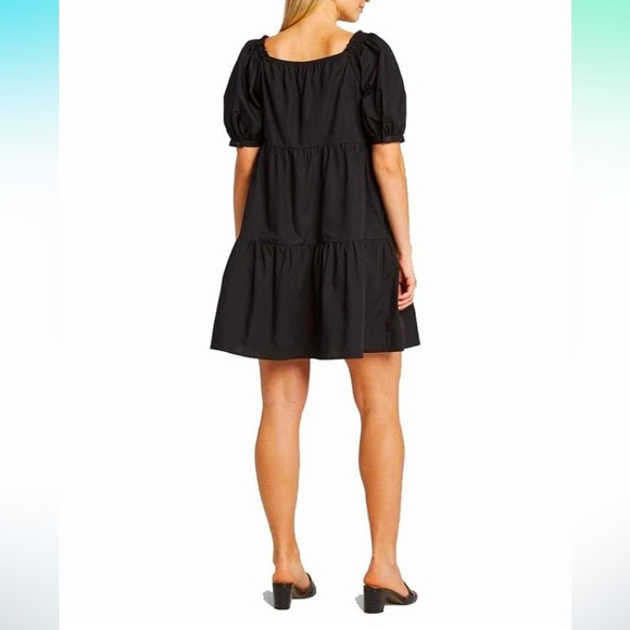 Elegant Black Puff Sleeve Dress Old Navy - Picture 2 of 4